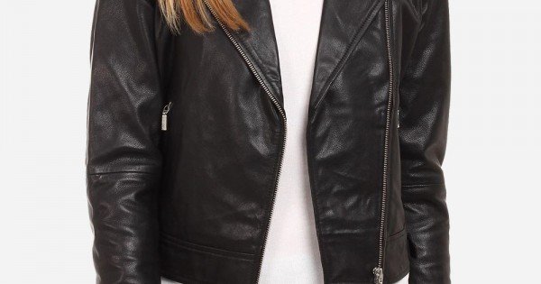 Women's Electra Black Leather Biker Jacket| JacketsThreads