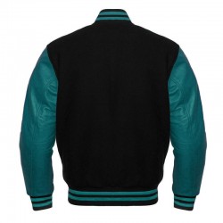 Wool/Leather Teal and Black Varsity Jacket Wool/Leather Teal and Black Varsity Jacket