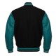 Wool/Leather Teal and Black Varsity Jacket