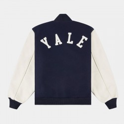 Yale University Navy White Wool Leather Varsity Jacket Yale University Navy White Wool Leather Varsity Jacket
