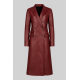 Zendaya Style Burgundy Double-Breasted Leather Trench Coat Zendaya Style Burgundy Double-Breasted Leather Trench Coat