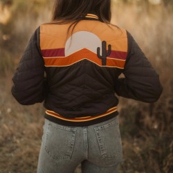 Zillow Gone Wild Sunrise Black Bomber Satin Jacket