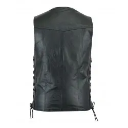 Men's Motorcycle Black Leather Vest